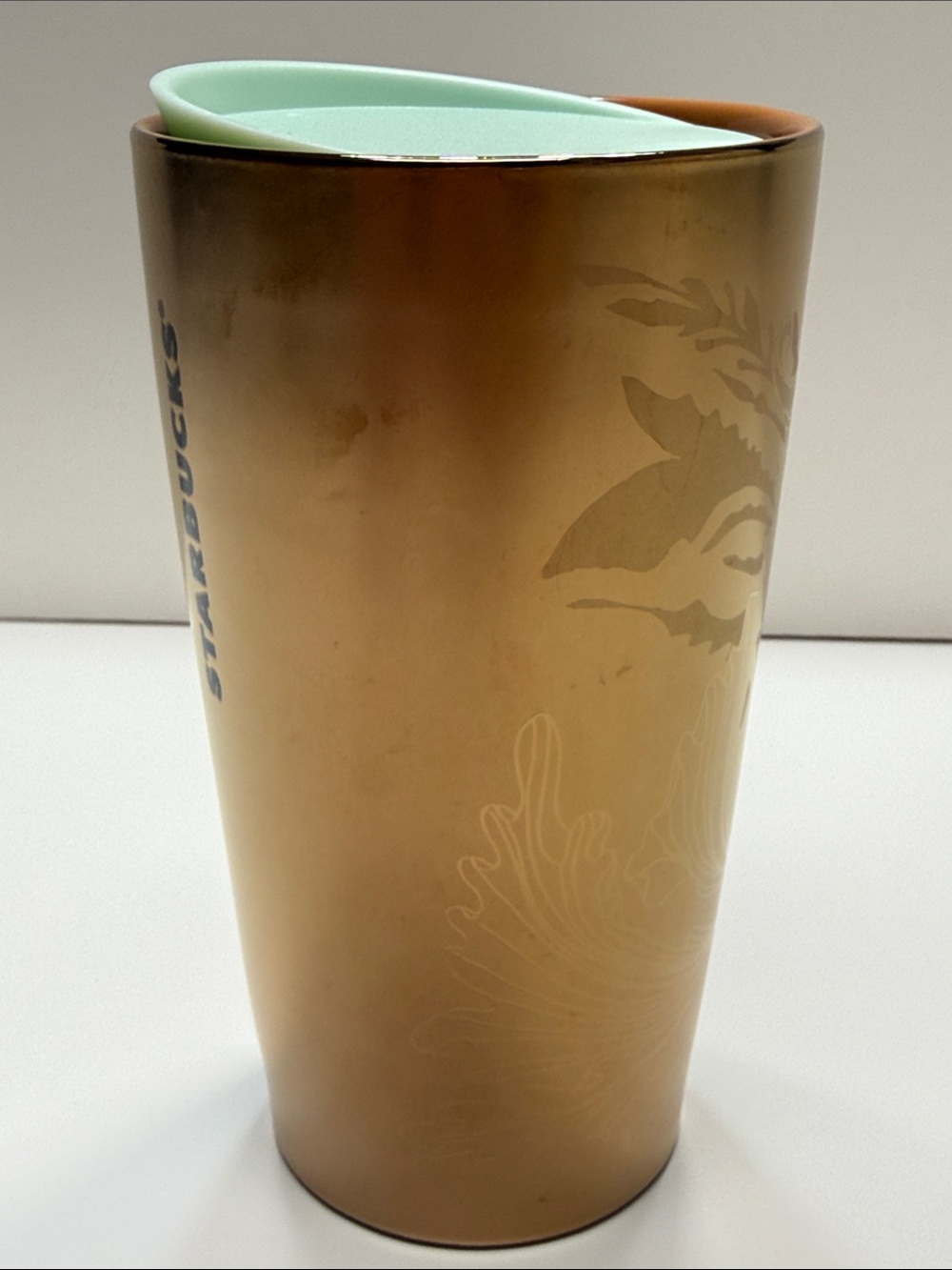 ✨STARBUCKS ✨ 2022 Copper Gold Metallic Siren Mermaid Ceramic 12oz Tumbler - Picture 4 of 15